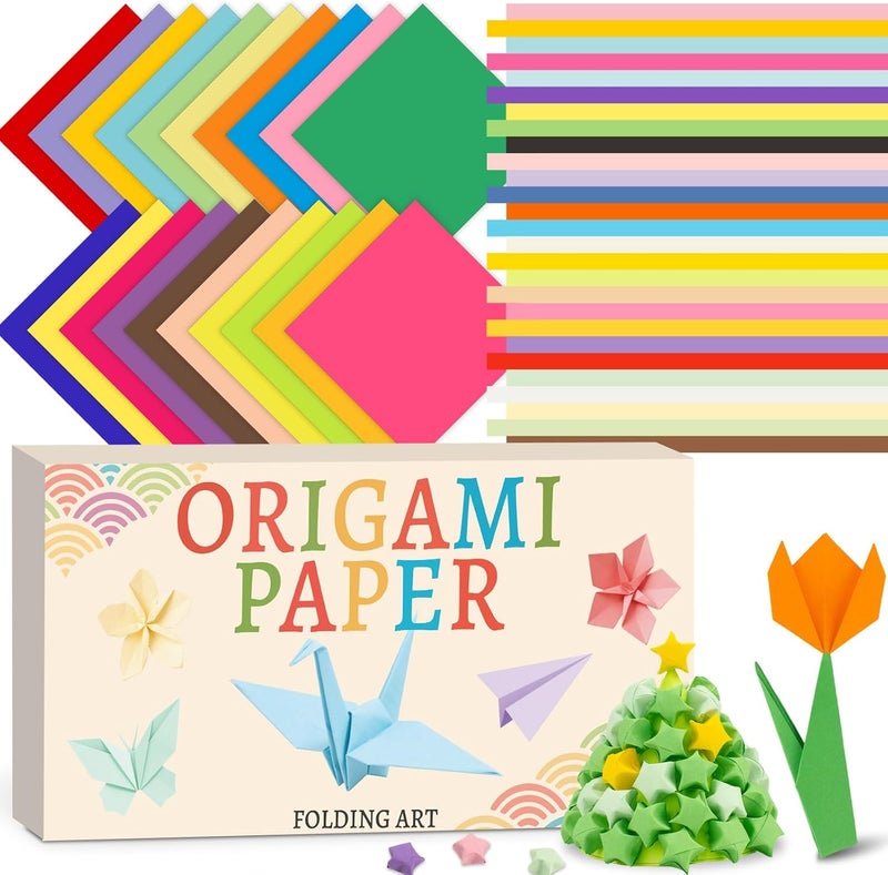 hapray 500 Sheets Origami Paper & 1350 Sheets Star Origami Paper, 20 Color Papers Scrapbook Decor, Double Sided Color Colored Easy Folding Crafts for Kids Ages 5-8 8-12, DIY Arts Crafts for Beginners - Image 1